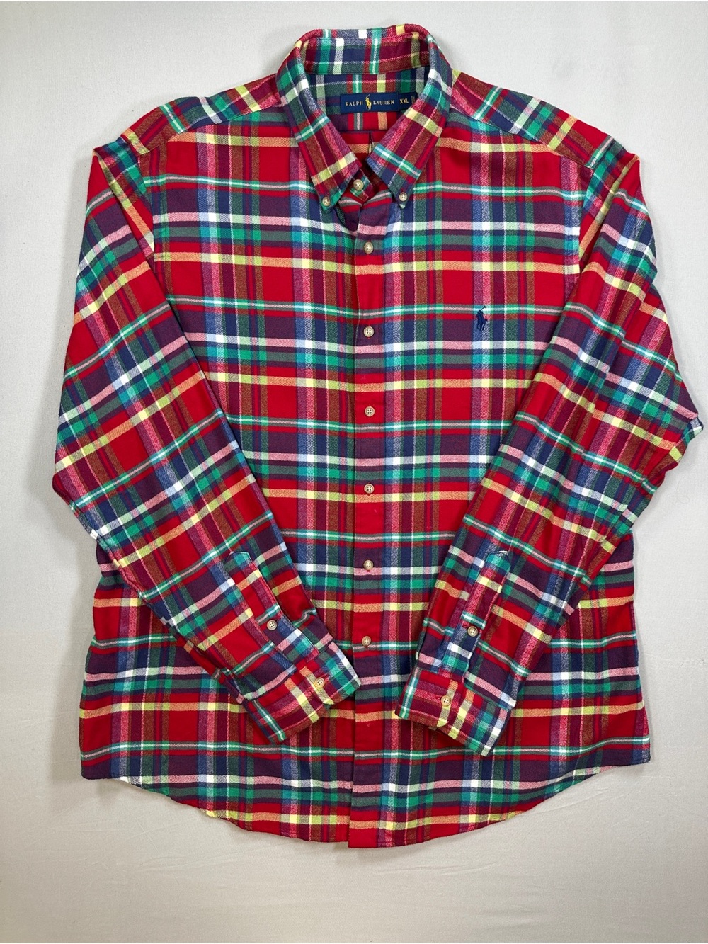 Ralph Lauren Flannel Red Plaid Long-Sleeve Button-Down Shirt XXL